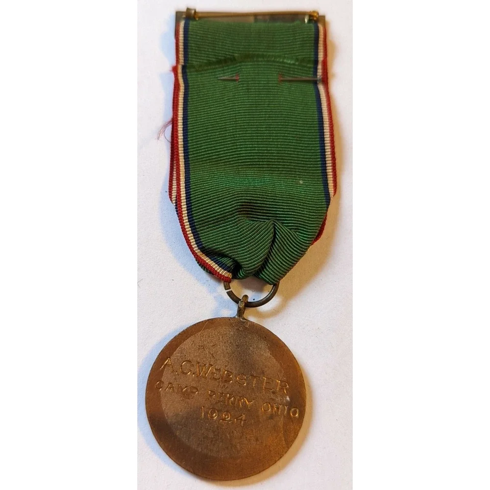 1924 NRA National Rifle Association Pinback MEDAL Ribbon Engraved Camp Perry OH